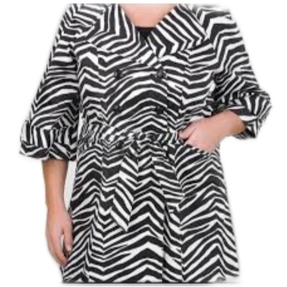 Lane Bryant zebra print trench coat jacket - double breasted button up - 20 - Picture 2 of 7